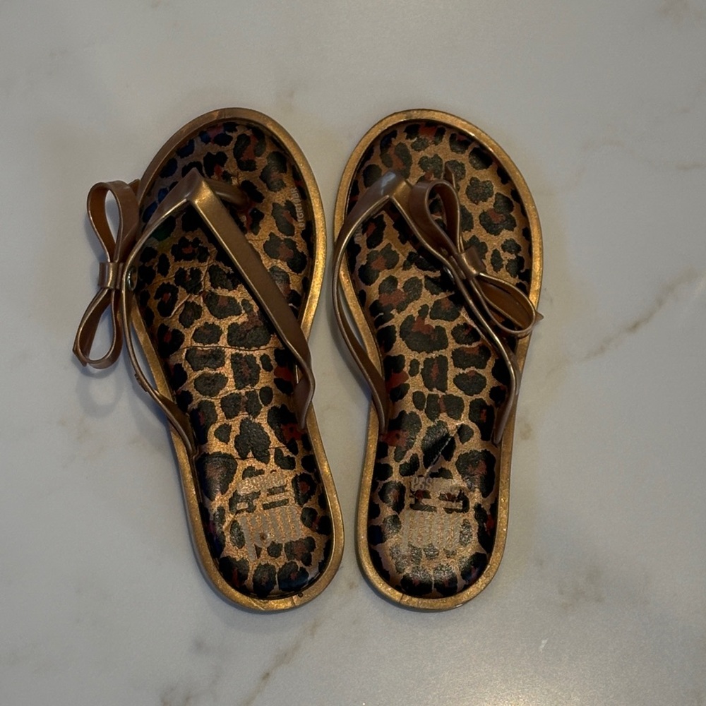 Melissa Gold Leopard Print Kids Sandals